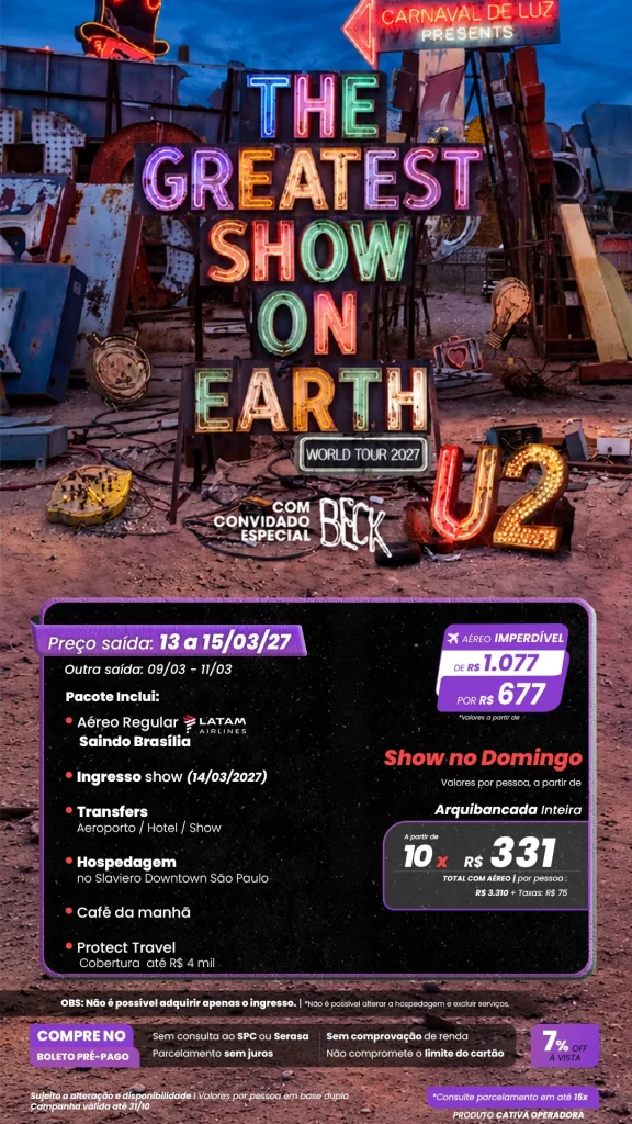 U2 em São Paulo: show + aéreo de Brasília