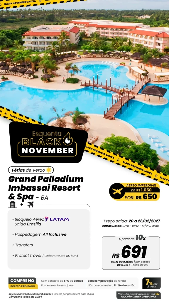 Grand Palladium Imbassaí Resort & Spa com desconto imperdível no aéreo 🏖️