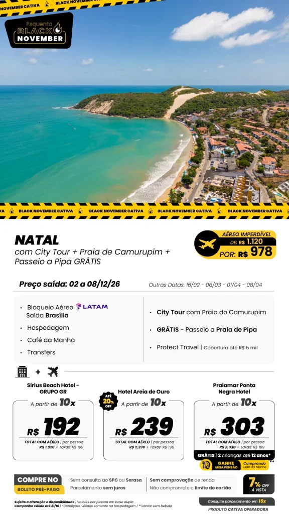 Natal com City tour + Camurupim + Pipa GRÁTIS🌊