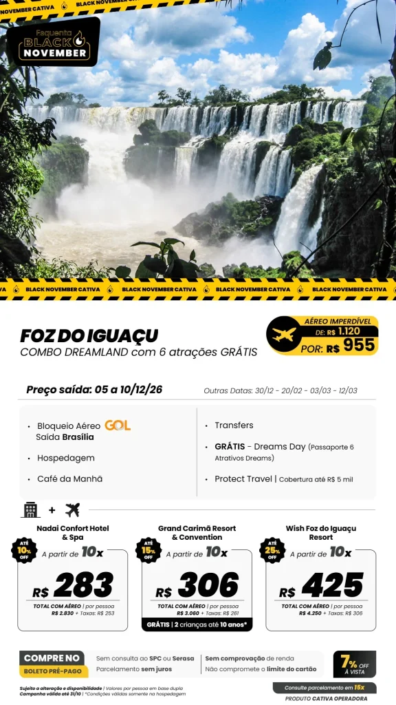 Foz do Iguaçu e Super combo Dreamland com atrações GRÁTIS 🎡
